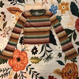 No Boundaries Multicolor Striped Long Sleeve Tee mesh cover up